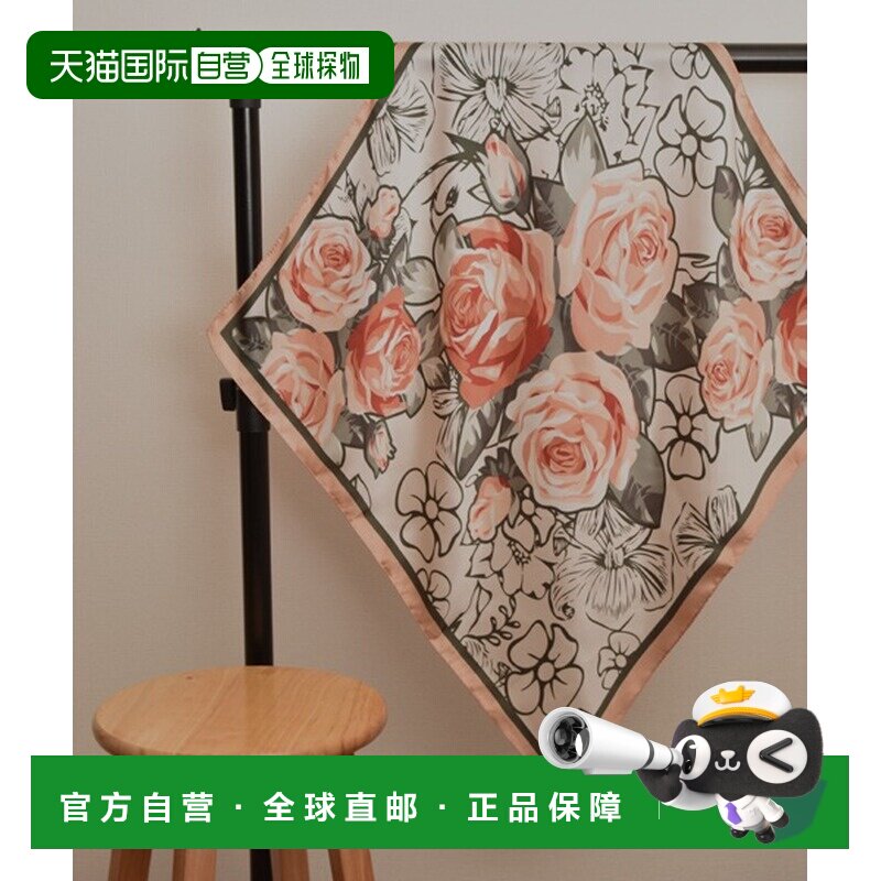 日本直邮resonance 女士 多用丝滑感方巾 玫瑰现代设计 TK20784/Q - 实物图