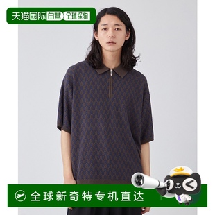 几何图案拉链POLO衫 1h可退 男士 日本直邮B.C 立体凹凸面料 STOCK