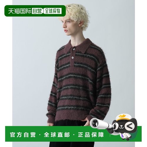 1h可退 日本直邮HARE男装 宽松半拉链 博主同款表情感条纹针织POL