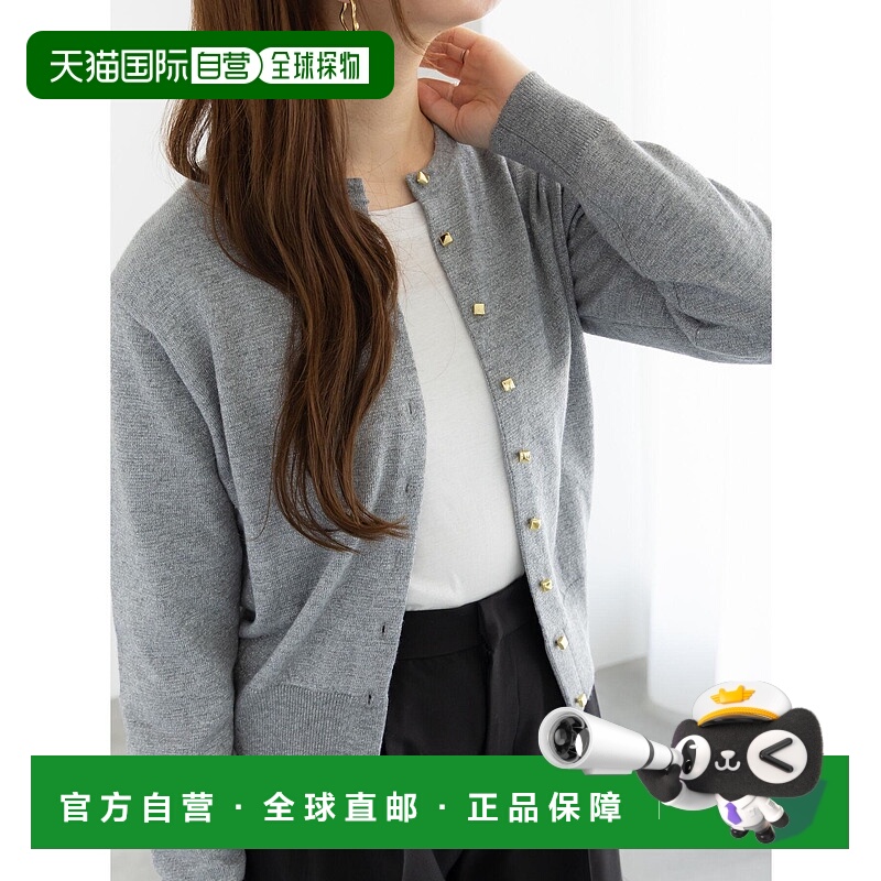 1h可退 日本直邮Te chichi 女装金属方扣圆领针织开衫 简约通勤设