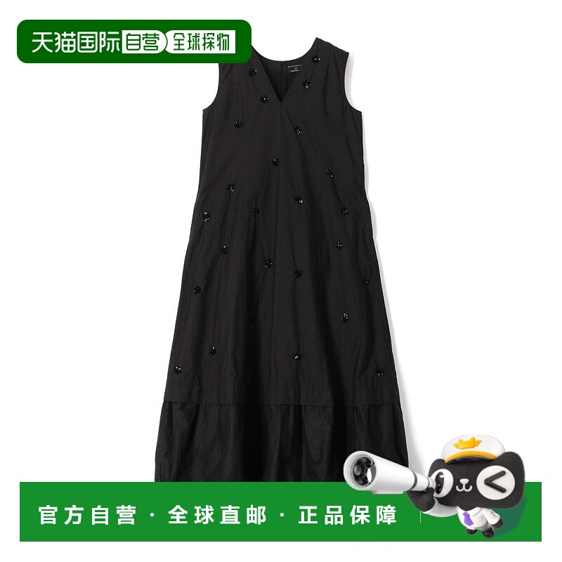 1h可退 日本直邮NE QUITTEZ PAS 女士黑色刺绣V领长款连衣裙 3206