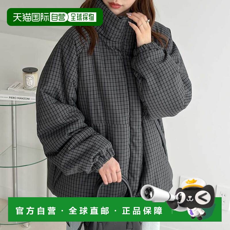 日本直邮GeeRA 绿色系格纹双拉链棉服夹克外套