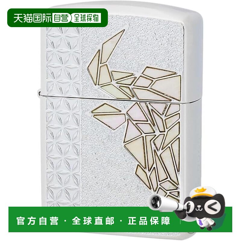 【日本直邮】Zippo 铠甲版公牛贝壳镶嵌打火机 银色 Bull SV/WH