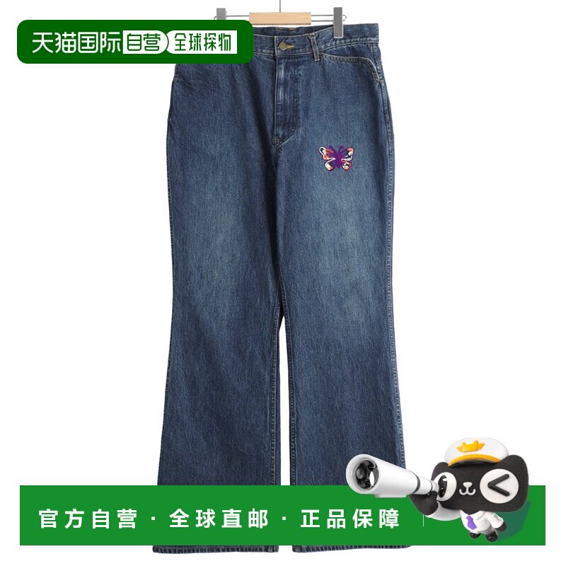 1h可退 日本直邮Needles 男装 蝴蝶刺绣喇叭牛仔裤 SX212直筒裤图片
