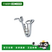 日潮跑腿MIKIMOTO御木本Akoya珍珠银质胸针萨克斯管造型银色别针