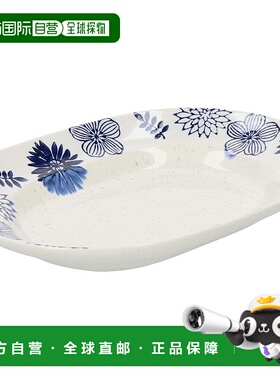 【日本直邮】aito  Garden 椭圆盘 M 约21×15cm 白色花纹 美浓烧