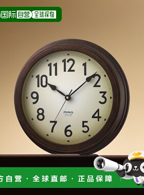 【日本直邮】MAG（饰品）指针式挂钟 大正馆 木棕色W-778 BR-Z