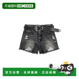 直筒裤 日本直邮日潮 短裤 牛仔裤 NH203 GRL铆钉腰带破损短款