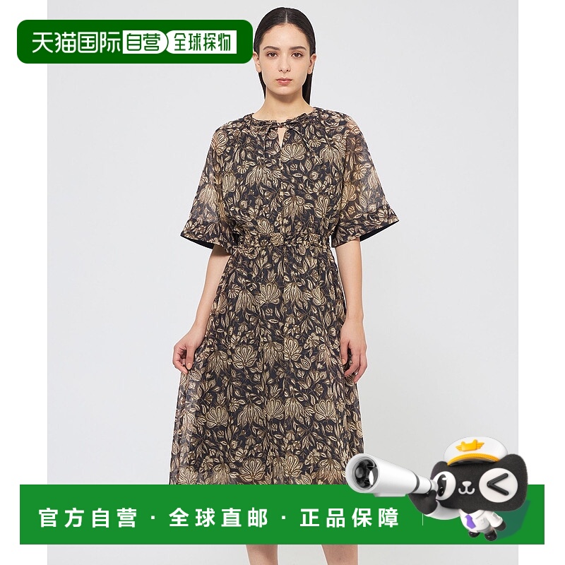 1h可退 日本直邮EPOCA 女士花卉印花收腰连衣裙 M5J28556__