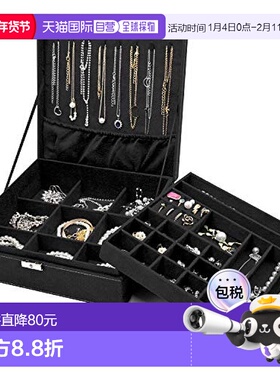 【日本直邮】ProCase 首饰盒 女性 2层 可拆卸隔断 黑色
