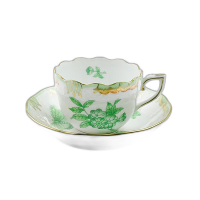 日本直邮Herend 赫伦德 VBOV 维多利亚花束 绿色 马克杯&碟子 711