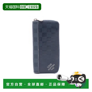 日本直邮中古LV路易威登男B级9新wallet钱包牛皮长钱包蓝色