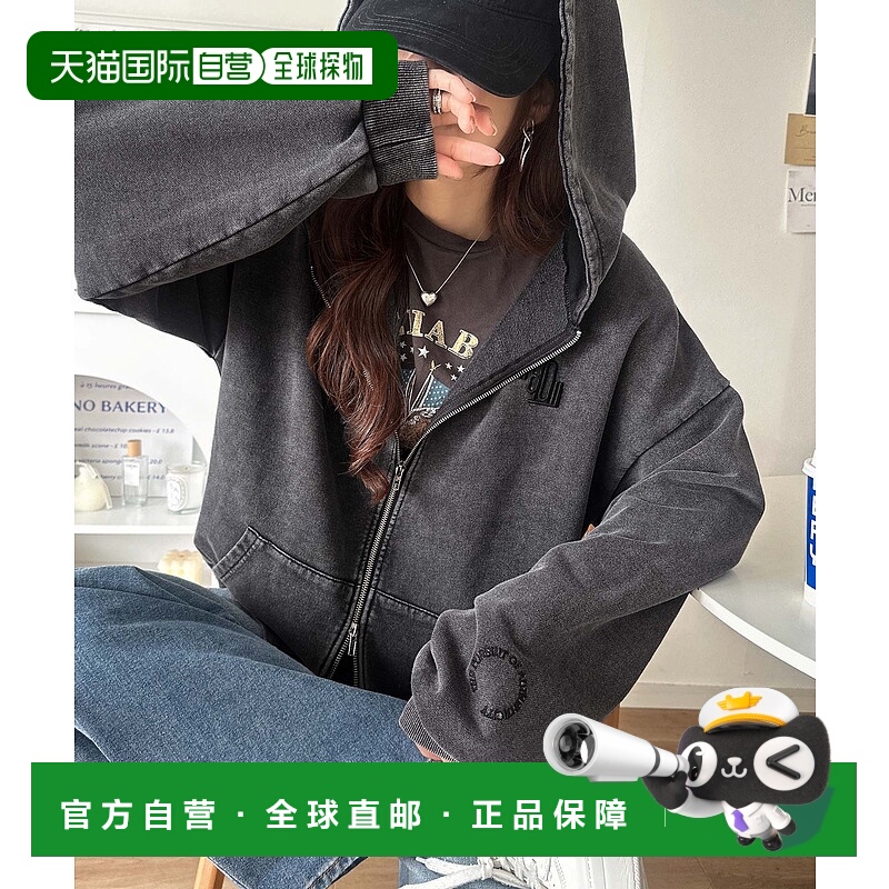 1h可退 日本直邮Java女装 宽松阿西德洗水双拉链连帽衫 立体刺绣