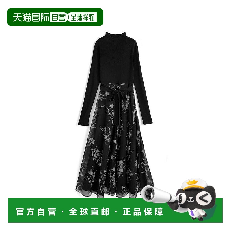 日本直邮日潮 GRL带缎带腰带针织拼接花纹连衣裙dr821修身收腰