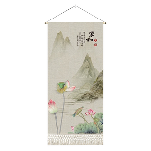 新中式山水挂毯定制布画大尺寸简约挂画布艺客厅背景墙挂布玄关