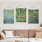 配电箱电源遮挡睡莲挂画欧式 饰画布竖版 挂毯 电表箱装 莫奈油画美式