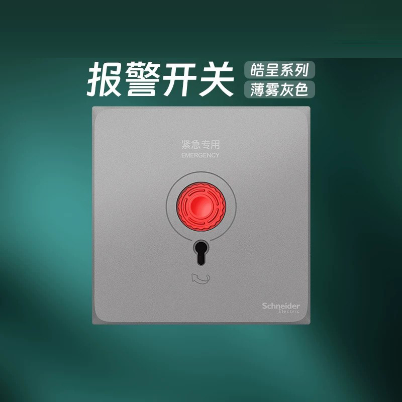 施耐德开关插座官方旗舰店 皓呈薄雾灰家用86型手动报警开关