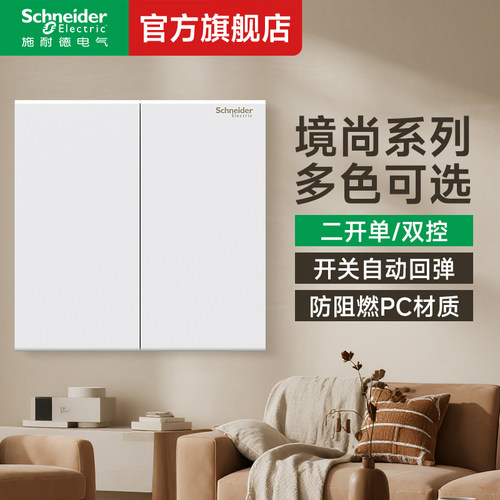 施耐德官旗店境尚二开单控开关