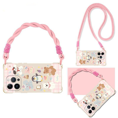 童心玩偶四角挂绳手机壳