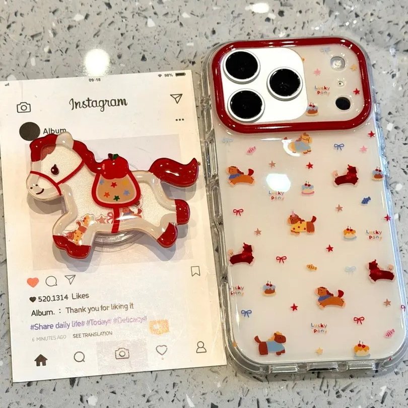 彩色星星甜品小马适用苹果17手机壳iPhone16/15PROMAX新款华为PURA80可爱NOVA14防摔MATE60PRO本命年VIVO小米