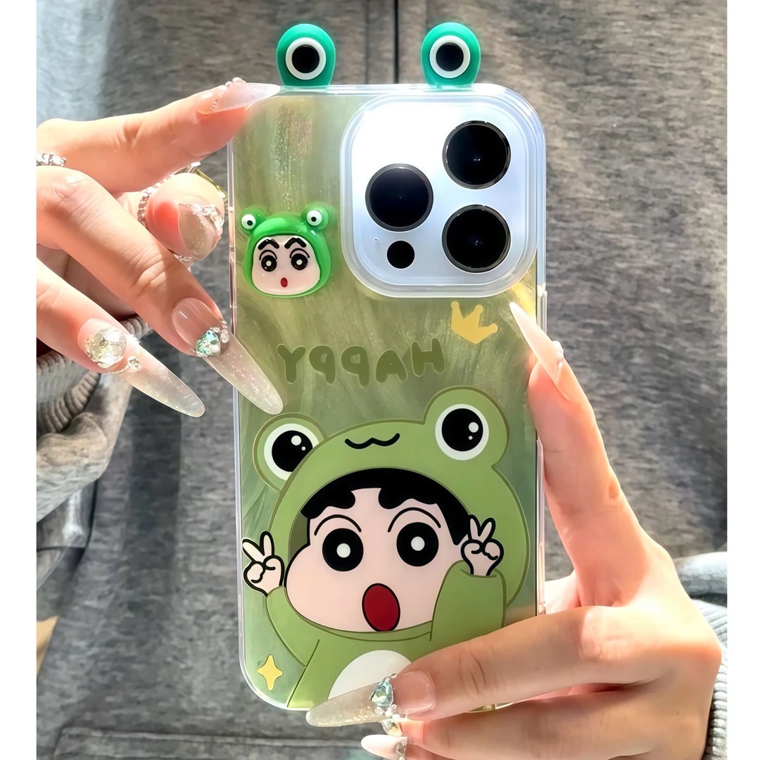 渐变青蛙小新耳朵适用苹果16手机壳iPhone15/14PROMAX新款华为MATE70/60立体NOVA13可爱PURA70防摔S19红米K80