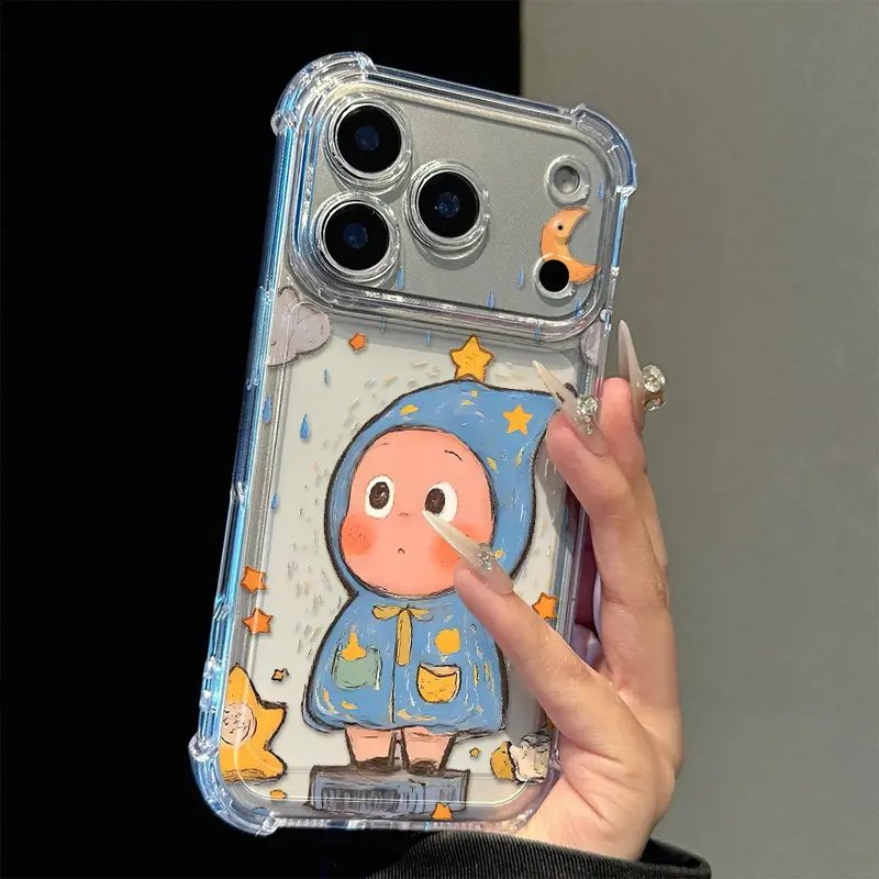雨衣星星人适用苹果17手机壳iPhone16/15PROMAX透明华为PURA80可爱NOVA15气囊防摔MATE60PRO超火VIVO小米OPPO
