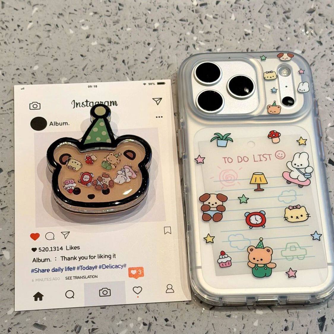 生日帽小熊适用苹果17PROMAX手机壳iPhone16/15新款华为PURA80可爱NOVA14透明MATE60PRO大孔VIVOX300情侣OPPO