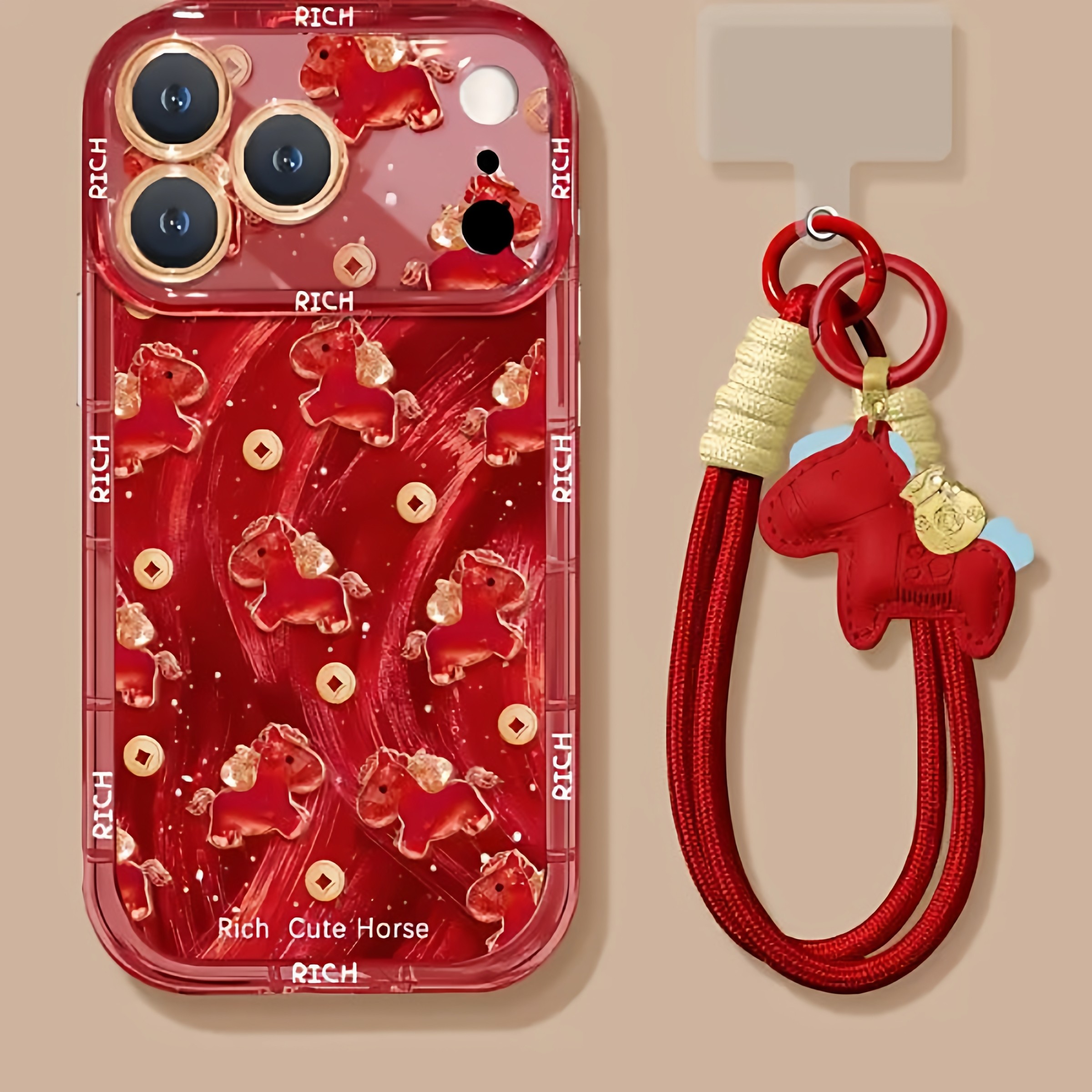 橙金币马适用苹果17手机壳iPhone16/15PROMAX新年红华为PURA80创意NOVA14情侣MATE60PRO本命年VIVO小米RENO15