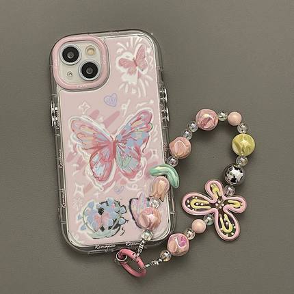 镜面铃兰镂空蝴蝶适用OPPOreno12手机壳k12新款reno11/10/9/8/7/6/5清新a97/a96/a93超火findx7透明a3pro高级