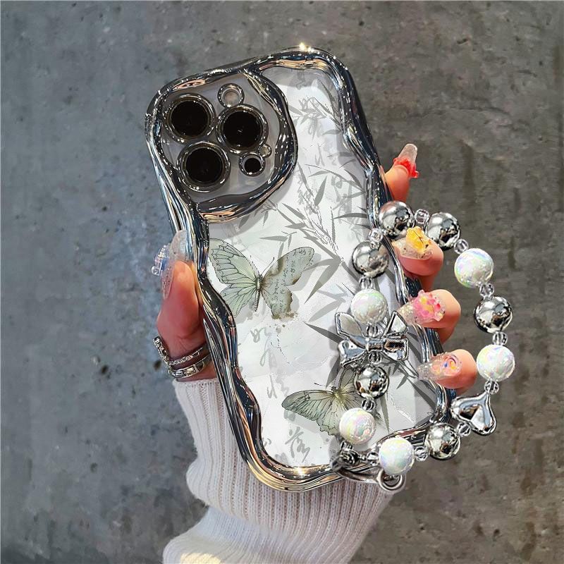 电镀水墨蝴蝶适用任意型号手机壳