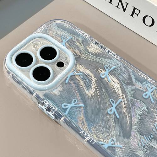 蓝色蝴蝶结适用华为荣耀手机壳