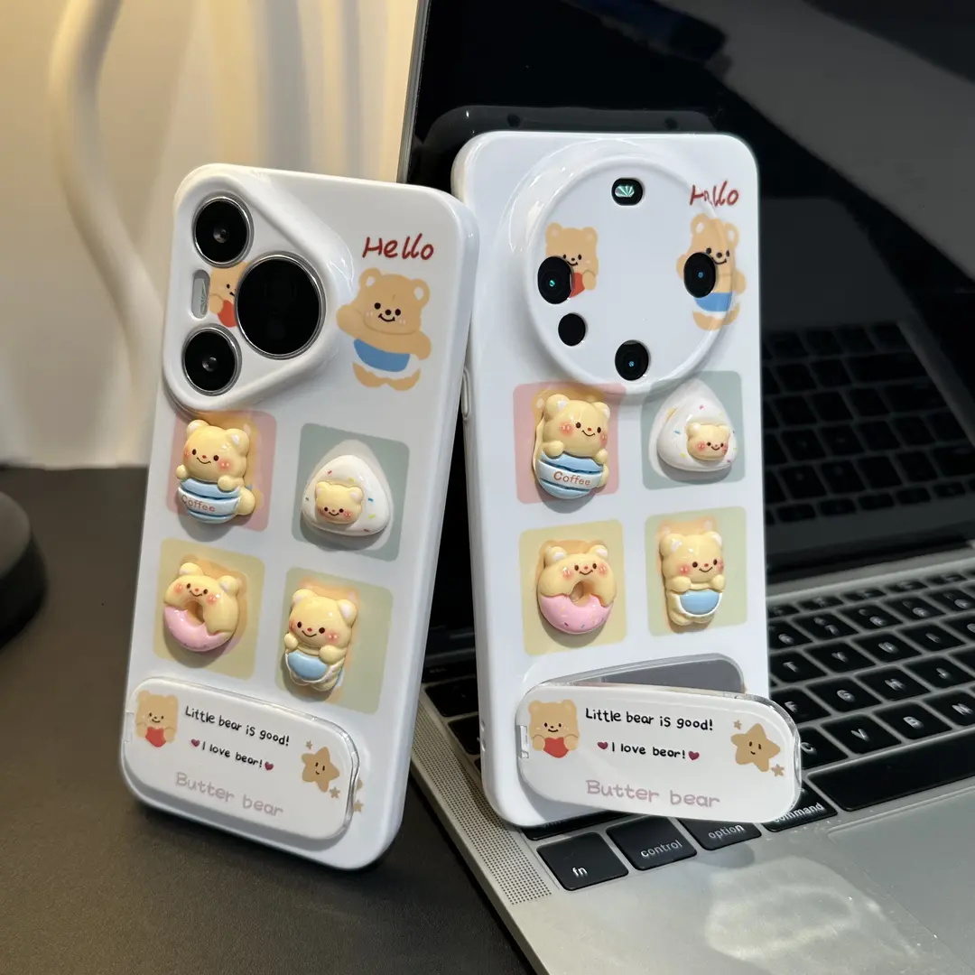 立体黄油熊支架适用苹果手机壳