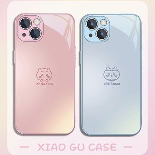 chiikawa適用蘋果15手機殼iPhone14新款 12玻璃套11PROAMX情侶16PRO超火XS XR簡約7 8P防摔14PLUS卡通SE3粉