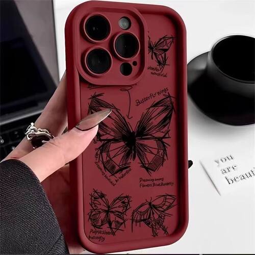 ins素描蝴蝶适用任意型号手机壳