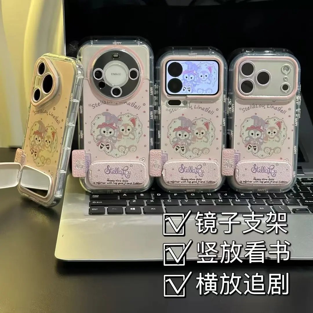 爱心星黛露贝儿支架适用苹果17手机壳iPhone16/15PROMAX透明泡芙华为PURA80可爱NOVA14闺蜜S50PROMINI红米K90