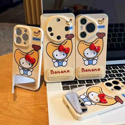 蝴蝶结香蕉kt支架适用苹果16手机壳iPhone17/15PROMAX菲林华为PURA80可爱NOVA14防摔X200闺蜜RENO14超火X50I+