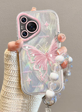 英文粉蝴蝶适用红米TURBO3手机壳红米k70/k60/k50羽纱NOTE13/12/11TPRO高级小米14/13ultra清新CIVI4PRO小众