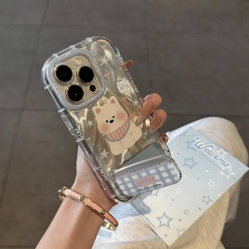 星星蓝格纹西高地适用苹果手机壳