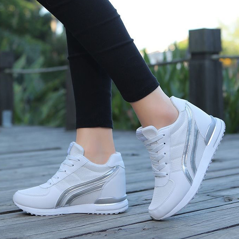 春夏隐形内增高8cm女鞋运动鞋34小码厚底增高小个子显高旅游板鞋