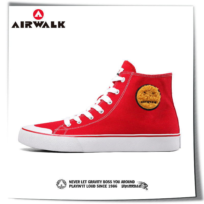 Airwalk高幫帆布鞋男系帶秋季百搭韓版潮流紅色笑臉休閑透氣板鞋在類目 流行男鞋, 帆布鞋中 - 來自Buy2taobao.com提供專業的淘寶代購服務
