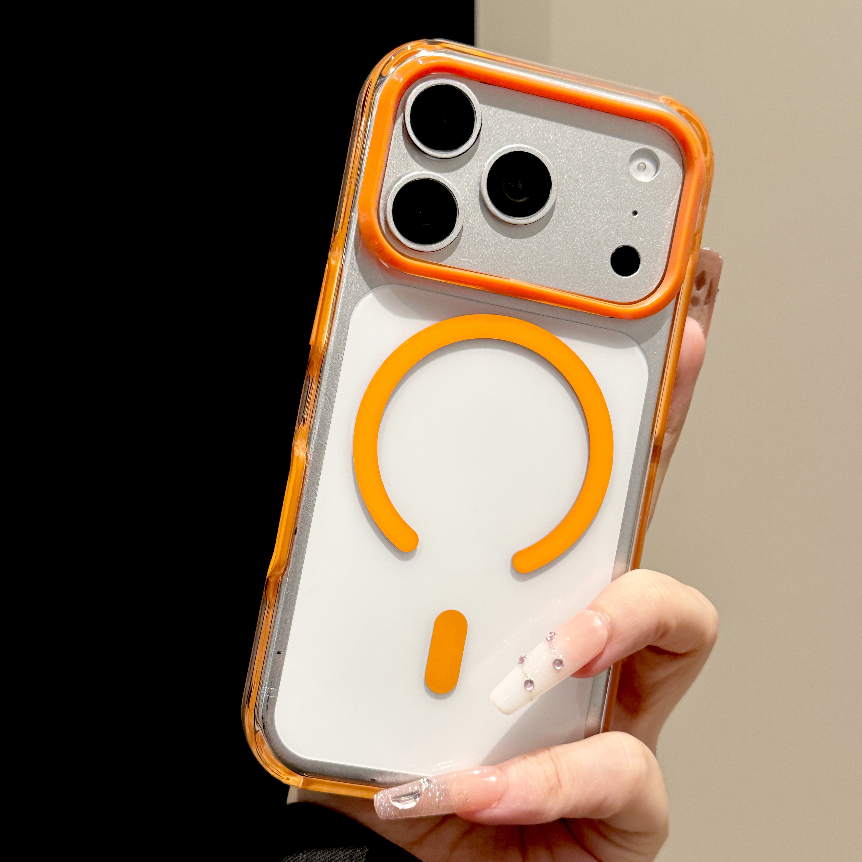 韩道适用苹果18Promax手机壳iphone17pro新款星宇橙高清透明磁吸壳按键全包简约ins高级感侧边气囊防摔保护套