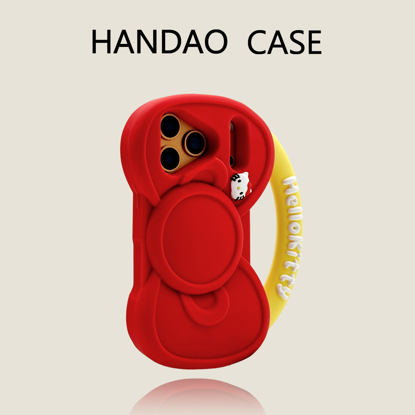 韩道适用苹果17pro手机壳红色蝴蝶结提包kt猫iphone17