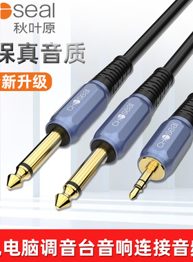 秋叶原3.5转双6.5音频线一分二3.5mm小三芯转双6.35大二芯连接线