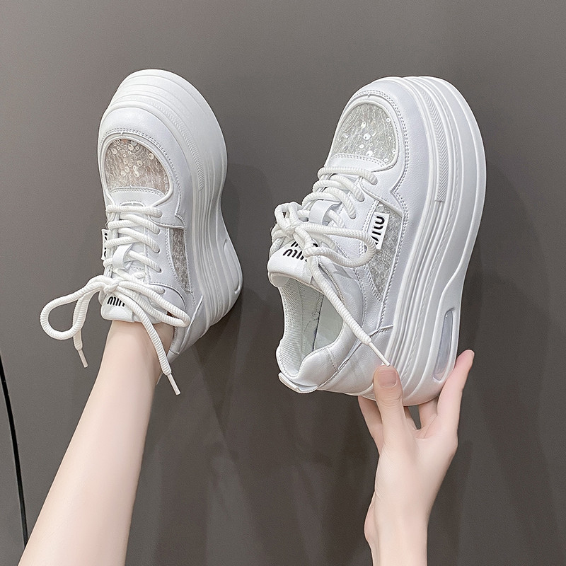 高级感厚底增高板鞋女款2025新款夏季配裙子高跟透气休Y闲小白鞋,女鞋,时尚休闲鞋,淘宝优惠券,粉丝福利购,淘宝优惠卷