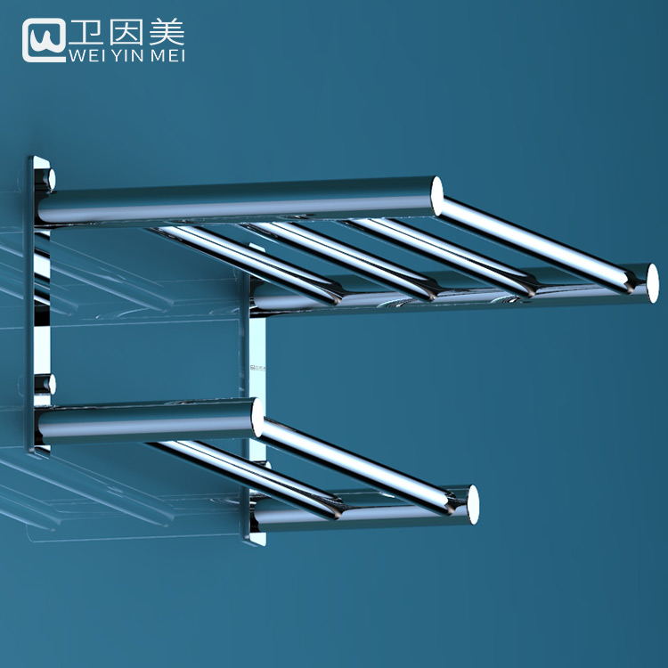 304不锈钢双层浴巾架卫生间毛巾架浴室架置物架45 35CM1米1.2米长