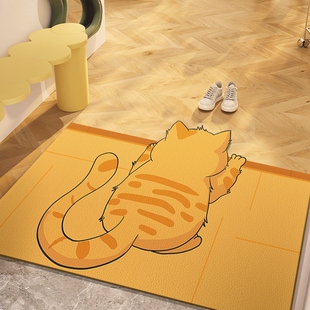 卡通橘猫入户门地垫可裁剪pvc免洗门垫门口进门玄关皮革新款 脚垫