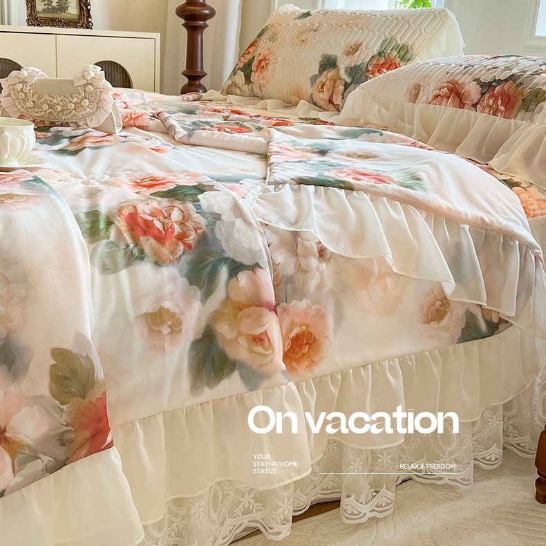 高端夏季床裙款乳胶凉席夏被四件套可水洗K凉感冰丝软席床盖三件,床上用品,乳胶席,淘宝优惠券,粉丝福利购,淘宝优惠卷