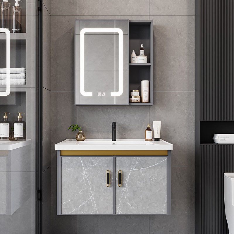 洗脸盆柜组合太空铝小户型浴室柜一体陶瓷洗手盆卫生间家用洗漱台