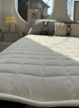 白色简约床垫保护套纯棉提花保护垫全棉1.5m1.8米梦思双面软床垫