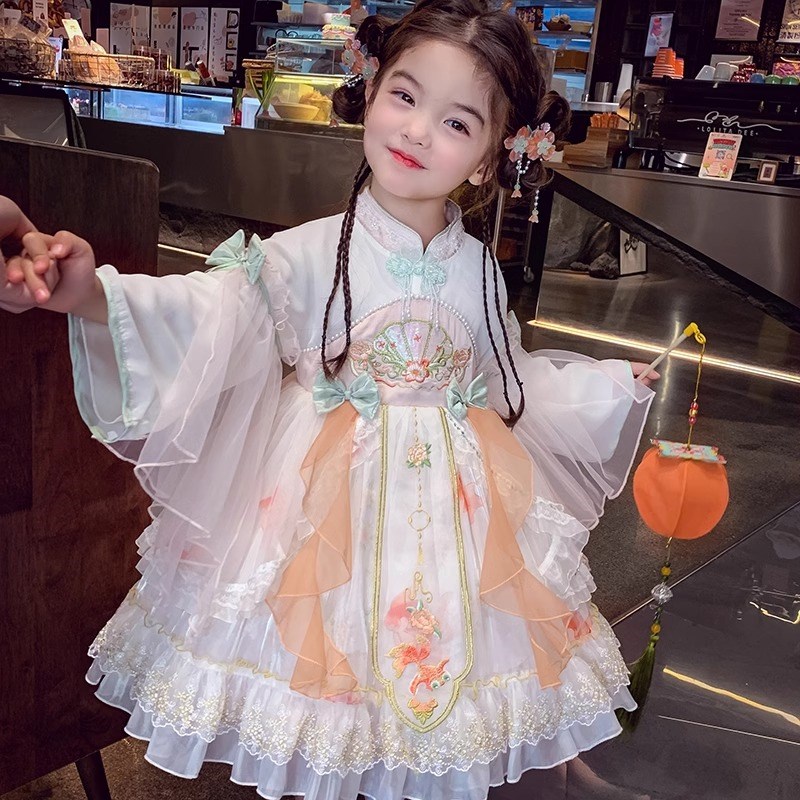 女童国风汉服连衣裙春装2025新款儿童超仙网纱新中式汉服公主裙子